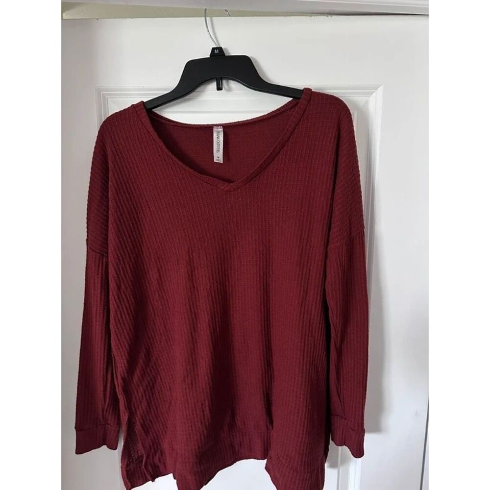 V neck waffle knit